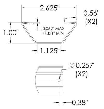 Picture of MORGAN - 0190340 - 18GA GALV - 1" X 98" ANTI-SNAG ROOF BOW (1 HOLE)