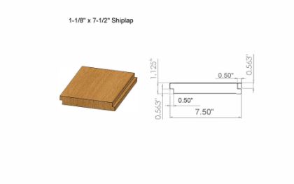 Picture of 1-1/8" X 7" FACE SOLID SHIPLAP (FP FLOORING/APITONG-7X1-1/8") TALLY: