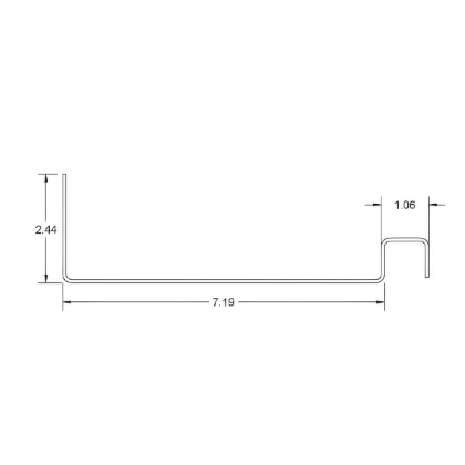 Picture of STAINLESS REAR RAIN GUTTER WHEN NO REAR CORNER CAPS ARE USED FOR 96" WIDE BODY