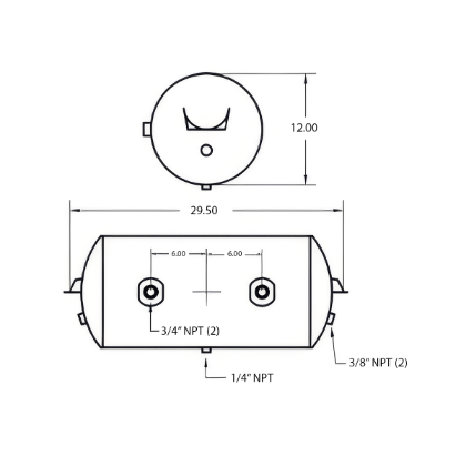 Picture of 2850 CI TANK, 12 INCH DIAMETER. 29-1/2 INCH C/C MOUNTING HOLES